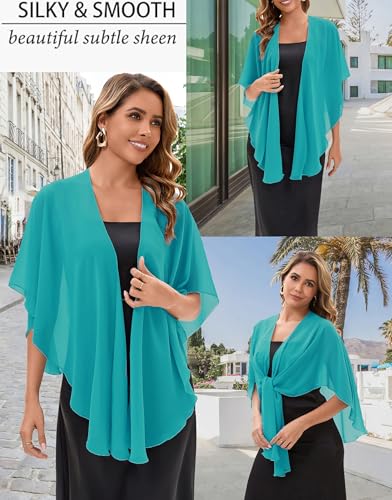 Baoqiya Chiffon Shawl Evening Scarf Shawls and Wraps for Women Wedding Party Bridal Scarves Cover Ups - color: Turquoise