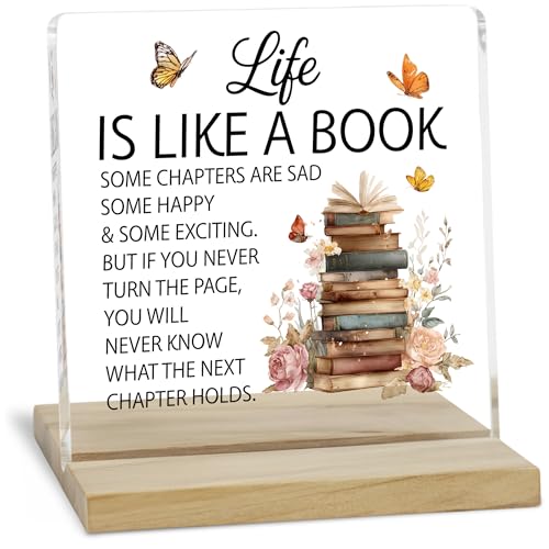 Inspirational Book Lover Desk Decor Sign, Reading Room Decor Acrylic Plaque, Bookcase Decor - color: Bookcase