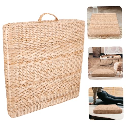 ABOOFAN Straw Woven Square Mat Floor Cushion for Yoga Meditation Bedroom Decor