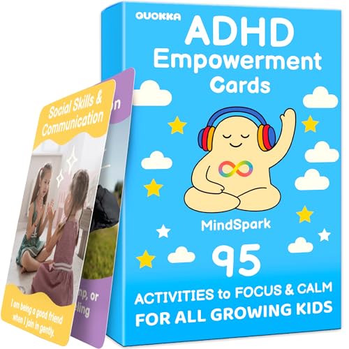 QUOKKA ADHD Tools for Kids – Emotional Regulation Tools for Kids in a Fun Flashcards Deck – Big Feelings Support, Focus Activities, Social Skills & Impulse Control Cards for Home or Classroom - color: Adhd 95