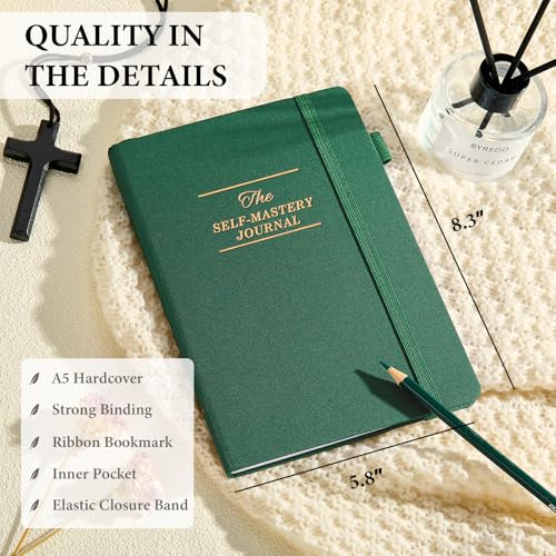Self-Mastery Journal for Men - Gratitude Journal for Daily Reflection, Positivity and Self-Care and Reflection - Guided Manifestation Journals - Goal Journal for Women & Men(Dark Green) - color: Dark Green