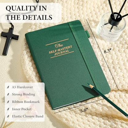 Self-Mastery Journal for Men - Gratitude Journal for Daily Reflection, Positivity and Self-Care and Reflection - Guided Manifestation Journals - Goal Journal for Women & Men(Dark Green) - color: Dark Green