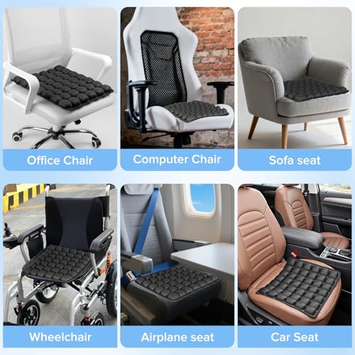 Sondour Travel Seat Cushion, Airplane Cushion Long Flight, Airplane Gadgets Inflatable Seat Cushions, Portable Airline Cushion With Air Pump, Wheelchair Cushions,Pressure Relief Seat Cushion-1 Black - color: Black