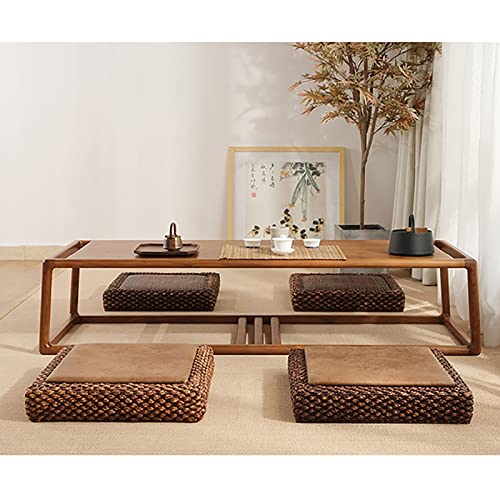 K.LSX Handmade Meditation Cushion Yoga Floor Mat Cushion,Woven Straw Tatami Seat Cushion Round Solid Wood Frame Seat Cushion,Japanese Futon Seat Cushion-Cool mat b 50x50x10cm(20x20x4inch)