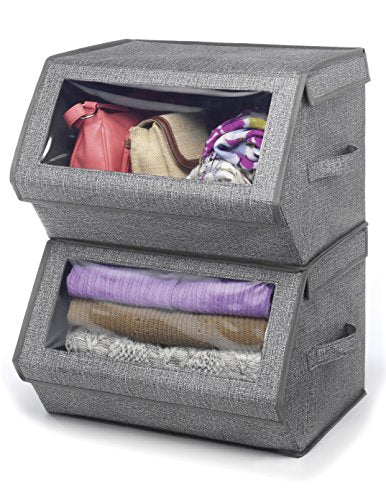 Whitmor Stackable Window Box, Crosshatch Gray (Pack of 6) - color: Crosshatch Gray, size: 6 Pack