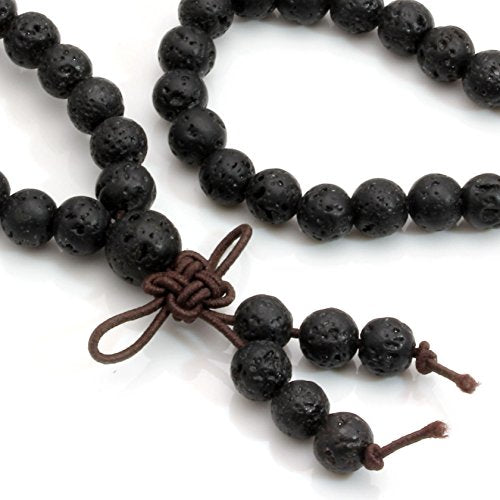 Natural Lava Rock Stone 108 Buddhist Prayer Beads Tibetan Mala Bracelet Necklace… - style: 8mm