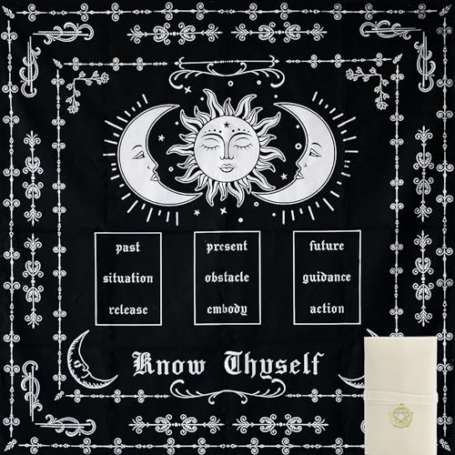 Knana Tarot Altar Cloth - Silk Mat for Reading with Tarot Card Bag - color: Tarot Card Layout