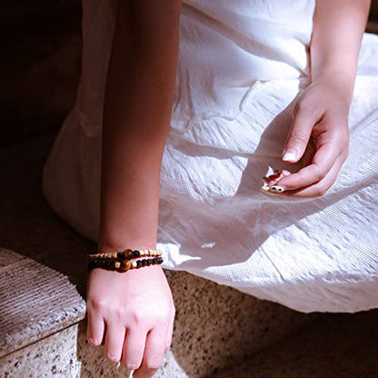 Natural Wood Beads Bracelet for Men Women Wooden Bracelet for Prayer Meditation Healing - color: C