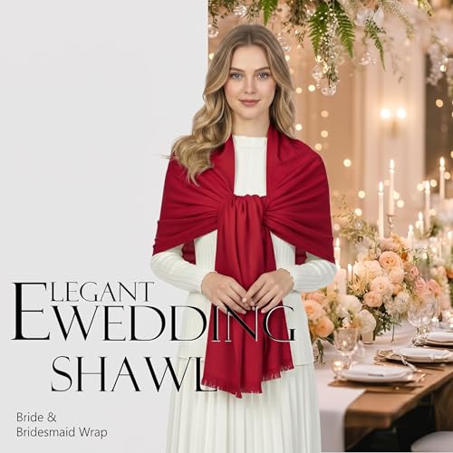 Shawl Wraps for Women Pashmina Shawls and Wraps for Evening Dresses Large Soft Scarf Winter Scarf Wedding Shawl… - color: Red