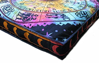 Indian 35" Mandala Square Floor Meditation Pillow Cover Cushion