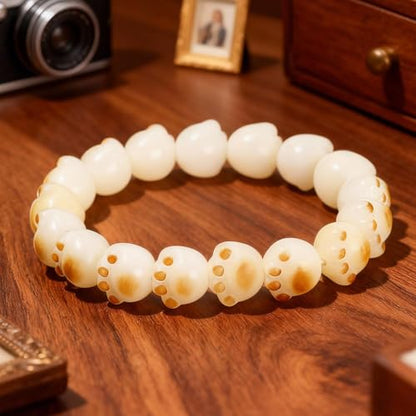 Bodhi Fidget Bracelet Anxiety Relief Items Bodhi Seed Beads, Elastic Wristband Meditation Yoga Mindfulness Worry Beads, Birthday Gift for Her for Women, White Dot Print Stackable Jewelry - color: A1:Cat Paw Bracelet
