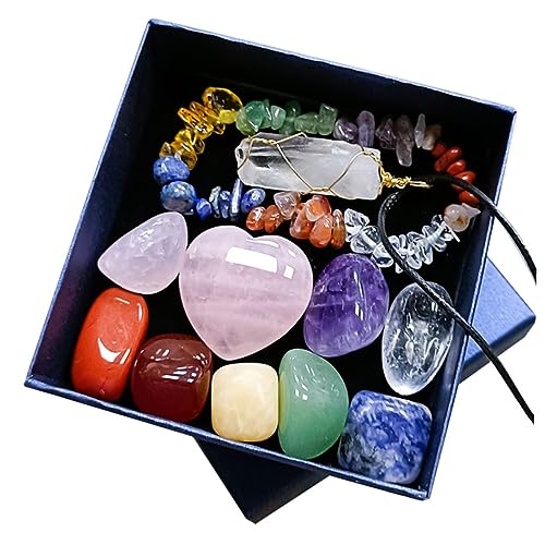 1Set Delicate Meditation Stones Chakra Healing Crystals Present Box for Yoga and Spa Decor Decorative Energy Stones for Relief and Feng Shui
