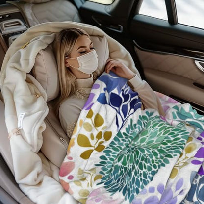 Abstract Floral Composition Fleece Blanket, Artistic Purples Flower, Lightweight Blankets for Meditation Spaces,for All Seasons,Very Suitable for Keeping Warm in Winter and Autumn 80"X60" - size: 80”X60”
