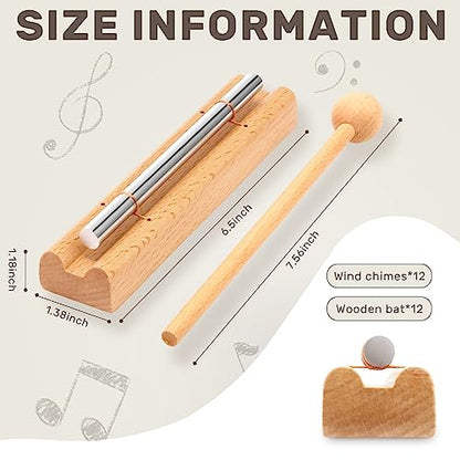 Boao 12 Pieces Meditation Chime, Mindfulness Teacher Hand Bell Chime Musical Percussion Instrument with Mallet Reminder Tools for Prayer Yoga Music Sound Therapy Gift