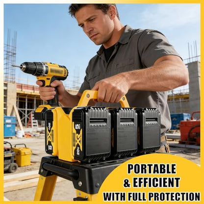 2-IN-1 Battery Holder & Wall Mount Organizer for De.Walt 20V/60V MAX & FLEXVOLT Batteries, 6-Slot Portable De.Walt Battery Caddy Storage Case with Handle for Jobsite, Garage, Workshop, Van, Truck