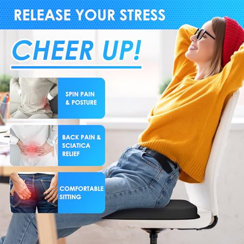 Gel Seat Cushion Portable Travel Cushions, 16.5" x 12" Large Size Super Thick Foldable Chair Seat Cushion Lightweight for Car Office Chair Wheelchair, Pressure Sores Tailbone Pain Relief - size: L-Black