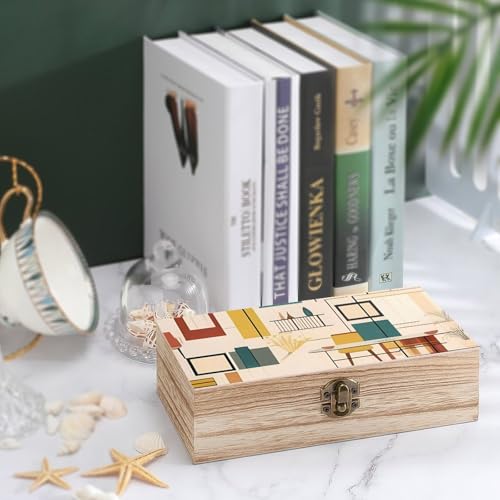 Large Wooden Storage Box With Lid And Front Clasp Mid Century Modern Wooden Jewelry Box Office Desk Organizer Bins Beautifully Keepsake Boxes Memory Boxes Jewelry Organizer
