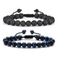 M MOOHAM Fathers Day Gift Mens Bracelet - Beaded Natural Stone 8mm Tiger Eye Matte Agate Lava Rock Bracelets for Men Teen Boys Grandpa Dad Birthday Gifts Jewelry - style: Lava Rock&Blue Tiger Eye Bracelets