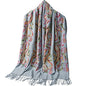 Embroidered Brushed Shawl Paisley Leaves Pattern Scarf Soft Ponchos Wrap Cape With Fringes - color: 042-light Grey