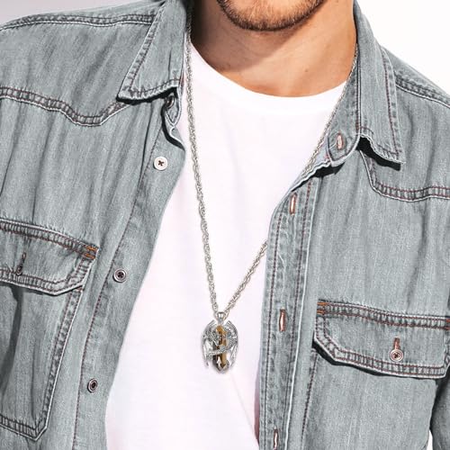 INFUSEU Unique Dragon Necklaces with Healing Crystal Stone for Men Women, Personalized Spiritual Gifts, 24 Inch Chain - color: Tigers Eye