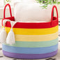 KAKAMAY Large Blanket Basket (20"x13"),Woven Baskets for storage Baby Laundry Hamper, Cotton Rope Blanket Basket for Living Room, Laundry, Nursery, Pillows, Baby Toy chest (Rainbow) - color: Rainbow