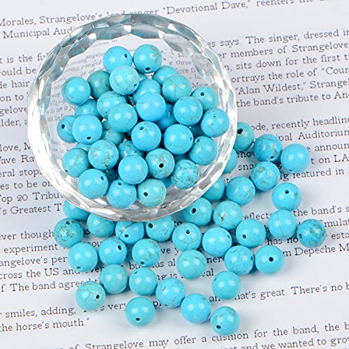 AD Beads 8mm Natural Round Loose Beads 110 Pieces, for Making 108 Mala Prayer Beads Necklace, Bracelet & Yoga Meditation, Jewelry Design （Blue Turquoise） - color: Blue Turquoise, size: 8mm-110pcs
