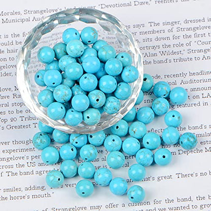 AD Beads 8mm Natural Round Loose Beads 110 Pieces, for Making 108 Mala Prayer Beads Necklace, Bracelet & Yoga Meditation, Jewelry Design （Blue Turquoise） - color: Blue Turquoise, size: 8mm-110pcs