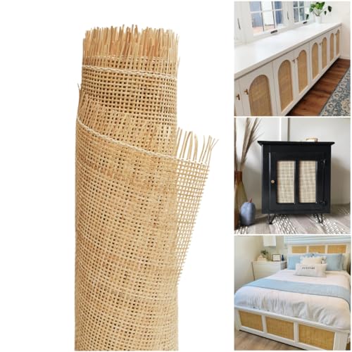 Rattan Cane Webbing Roll 24" x 24” Square Radio Weave Rattan Fabric for Furniture DIY | Durable Natural Caning Material for Cabinet Door Inserts, Decor, Crafts