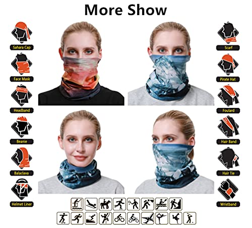 Headband Neck Gaiter Head Wrap Headwear Face Mask Magic Scarf Bandana for Men and Women - color: 6pc.blue Series.2