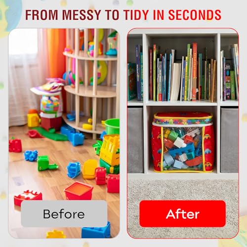 12" Soft Side Zipper Toy Storage Bag, Quilt Pattern Cloth Cube, Reusable, Clear Bag, Playroom, Bedroom & Puzzles Board Game Organizers And Storage Bin, Cars & Puzzles Design - color: Cars
