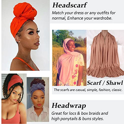 XTREND 1 Piece Stretch Head Wrap Jersey Turban Long Hair Scarf Soft Fashion Headband Solid Color Breathable African Knit Head Scarves Turban Tie for Women (Dark Gray) - color: Z1 Dark Gray