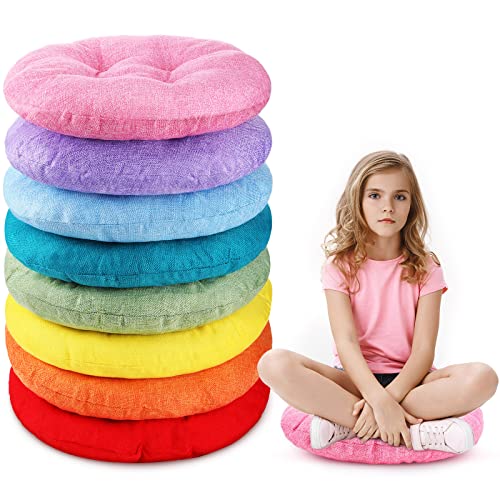 Fumete 8 Pcs 16 Inch Round Floor Cushions for Kids and Toddlers, Flexible Seating Classroom Furniture Floor Pillow for Home, Daycare, Preschool, Yoga and Meditation (Classic Rainbow) - color: Classic Rainbow