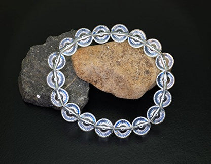 Falari 10mm Natural Semi Precious Gemstone Stretch Bracelet Unisex - color: Crystal Quartz