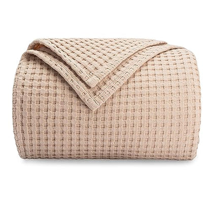 Comfy Cubs 100% Cotton Waffle Weave Throw Blanket Breathable Skin-Friendly Soft Lightweight Blankets - Perfect Warm Textured Blanket Layer - Size for Couch Bed & Sofa (Blush, 50" X 60") - color: Blush, size: 50" X 60"