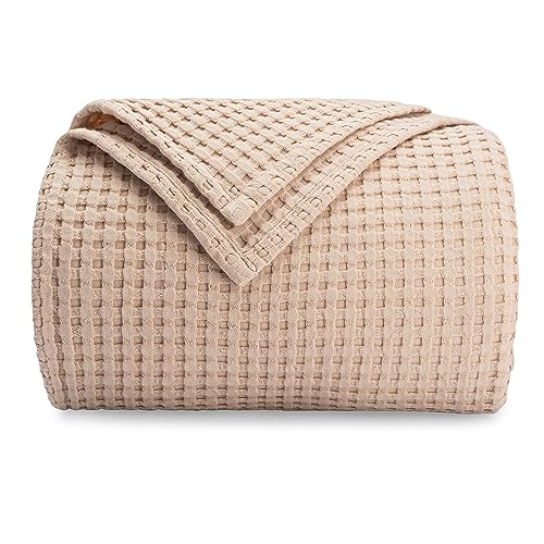 Comfy Cubs Waffle Blanket Twin, 90" x 66" - 100% Cotton Lightweight Breathable Bed Blanket - Soft Textured Thermal Weave for All Seasons – Decorative Cozy Layer for Couch, Sofa, or Bed - Blush - color: Blush, size: 90" X 66"