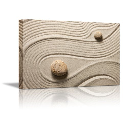 Canvas Wall Art - Zen Garden/Zen Stone and Sand | Modern Home Art Canvas Prints Giclee Printing Wrapped & Ready to Hang - 12" x 18" - color: Zen, size: 18"L x 12"W