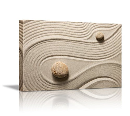 Canvas Wall Art - Zen Garden/Zen Stone and Sand | Modern Home Art Canvas Prints Giclee Printing Wrapped & Ready to Hang - 12" x 18" - color: Zen, size: 18"L x 12"W
