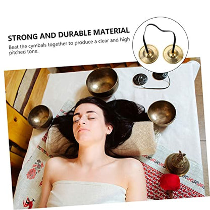 1Pc Handmade Copper Cymbal Bell for Yoga Meditation Durable Religious Musical Instrument for Mindfulness and Sound Healing Produces Harmonic Tones for Positive Energy