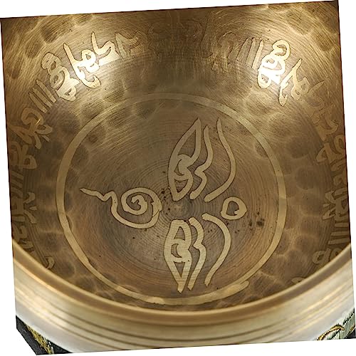 LIFKOME Hand-hammered Meditation Bowl Set for Yoga Relaxation Yellow Tibetan Singing Bowl with Mesmerizing Sound Portable Stress Relief Tool for Mindfulness and Calm