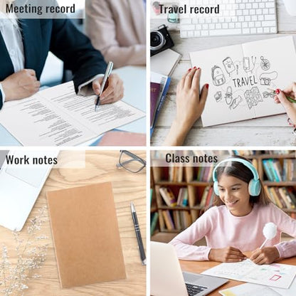 EOOUT 100pcs A5 Blank Kraft Notebooks, Journals in Bulk, Sketchbooks Bulk for Kids, 60 Pages, 80GSM, 8.3 X 5.5 Inch, Travel Journal Set, Travelers, Students and Office - style: Blank-100pack
