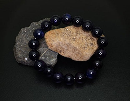 Falari 10mm Natural Semi Precious Gemstone Stretch Bracelet Unisex - color: Purple Agate