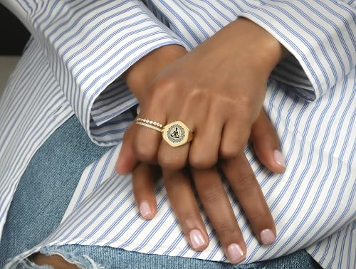 Engraved Yoga Signet Ring - Zen Meditation Gold Jewelry - 14k Bold Statement Ring