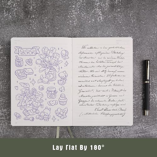 TIEFOSSI Lined Journal Notebook for Women Men, Leather Journal with Pen, A5 Evil Eye Hardcover Notebook for Work, Journaling, Travel & School, 100 GSM Thick Paper, 320 Numbered Pages, 6.2 x 8.3 in - color: Green