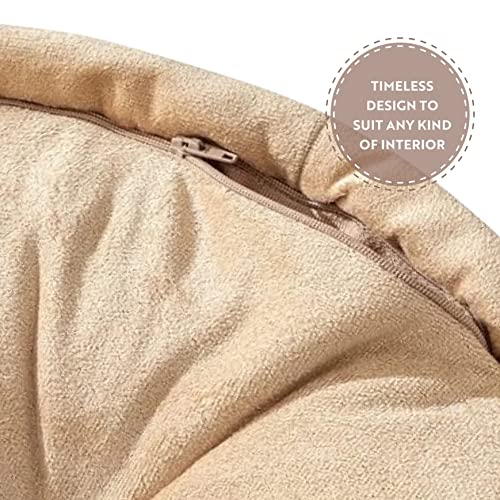 Floor Pillow, Round Boho Floor Pillow, Thick Quilted Seat Cushion, Cat and Dog Bed, Comfortable Floor Cushions for Adults, Soft Meditation Cushion, Bench Cushion, Beige, 22" 5" Inch