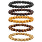 5 Pcs Wood Beaded Bracelet for Men Tibetan Buddhist Meditation Mala Prayer Beads Bracelet Elastic - color: B-10MM