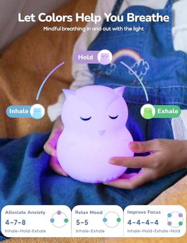Breathing Pal 'Ollie'- Mindfulness Breathing Light, Guided Visual Meditation Breathing Light, Anxiety Relief Items for Calm Down Corner/Meditation/Sleep Aid for Adult&Kid - size: Ollie (Owl)