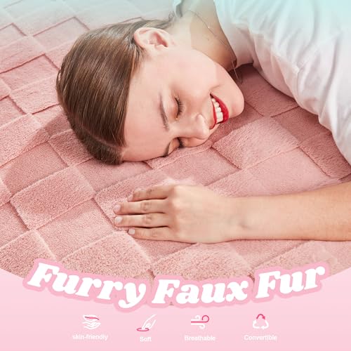 Hobestluk 3 in 1 Bean Bag Chair Giant Bean Bag Chairs for Adults with Plaid Cover Convertible Bean Bag Floor Cushion with Machine Washable Cover for Living Room (Plaid Pink) - color: Dusty Pink
