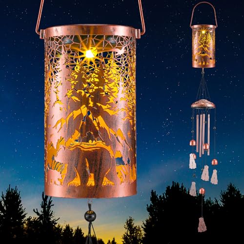 Retisee Bear Design Solar Wind Chimes Outdoor Metal Bear Gifts Solar Light Windchimes Outside Indoors Christmas Decoration Birthday Gift for Home Lawn Porch Patio Garden Yard - style: Bear
