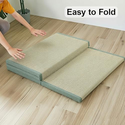 Japanese Tatami Mat, Tatami, Rug, Foldable Mattress, Roll up Rug, Japanese Floor Mattress, Floor Sleeping Japanese Futon Mattress, Meditation Yoga, Zen - size: Green 100×200×3.5cm