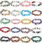 SAMOCO 20 PCS Natural Gemstone Bracelets Chakra Crystal Irregular Chips Beads Stretch Bracelets for Women Align Chakras Promote Communication